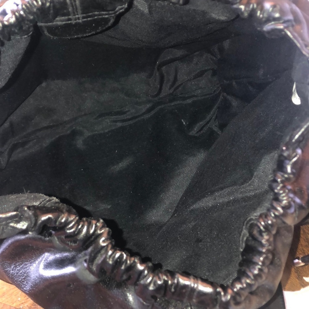 Huge Black Vinyl Boho Handbag With Magnetic Closure - Picture 3 of 7